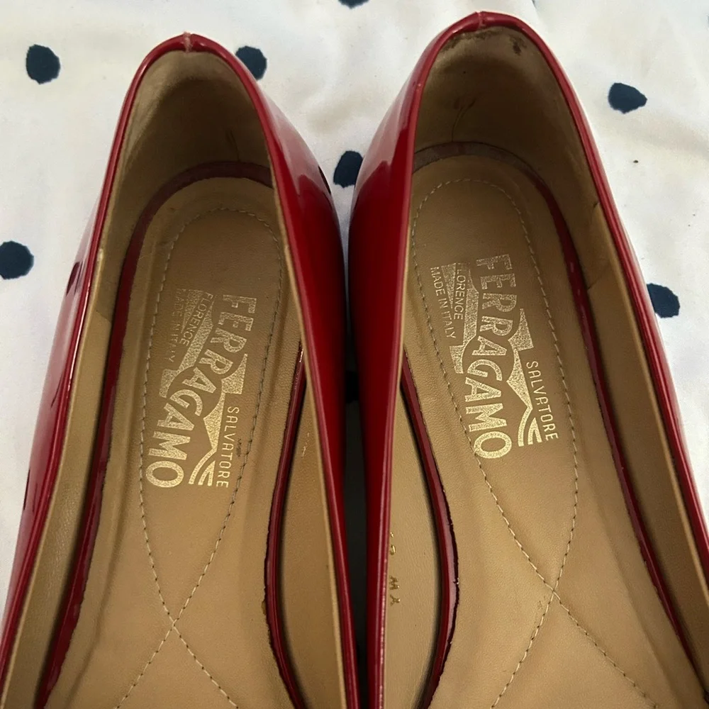 Salvatore Ferragamo cherry red bow ballet flats - Picture 8 of 8